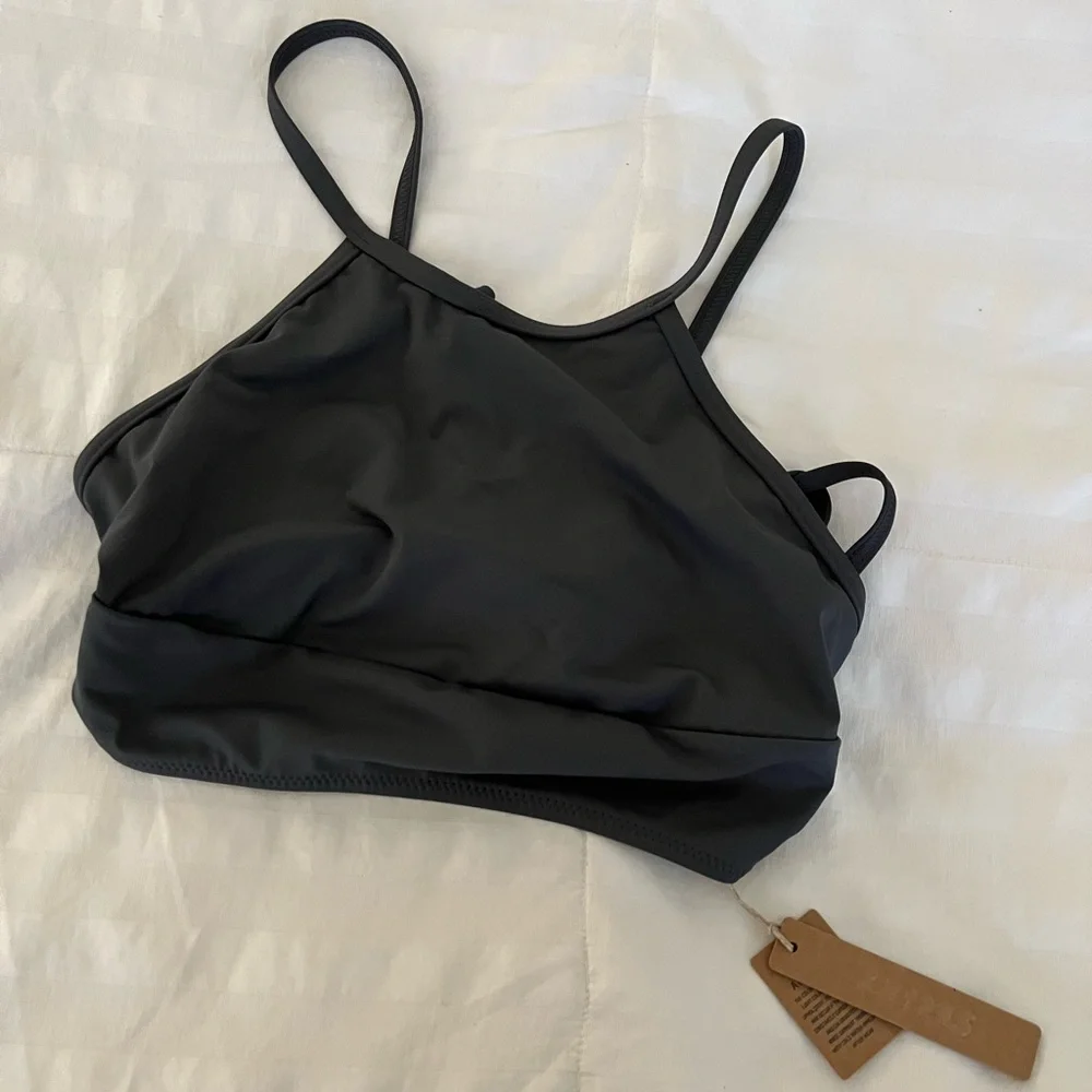 NWT Skims High Neck Swim Top Gunmetal Grey Large